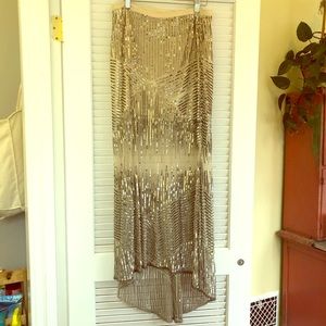 AS by DF blush and silver sequin maxi skirt